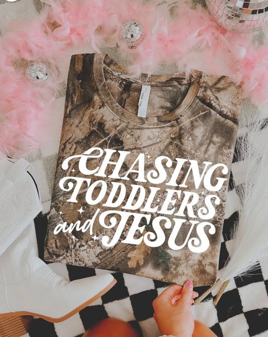 chasing toddlers and jesus tee