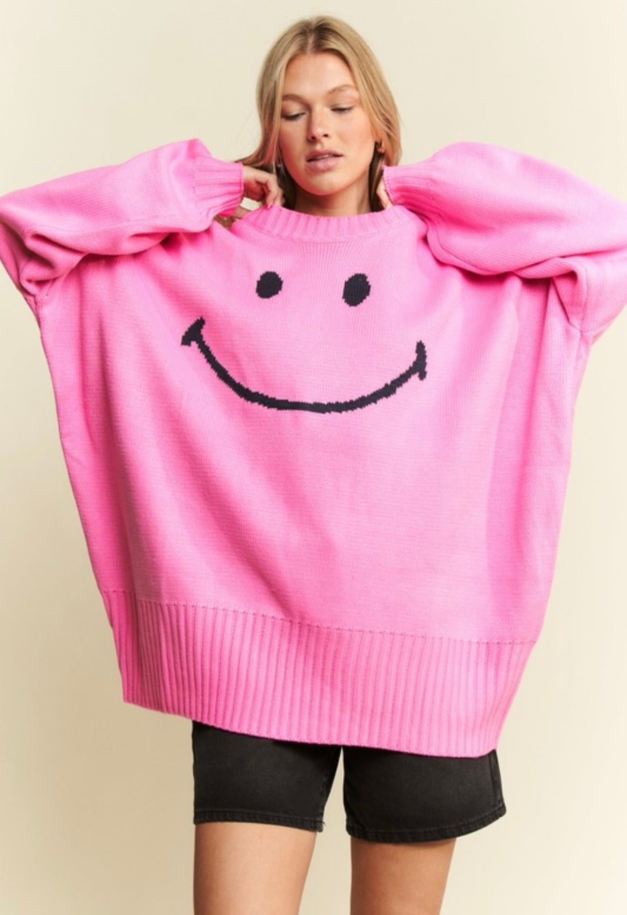 happy girl sweater pink