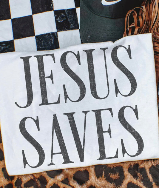 jesus saves white crewneck